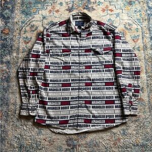 Vintage Wrangler Rodeo All Over Print Pearl Snap Shirt Medium